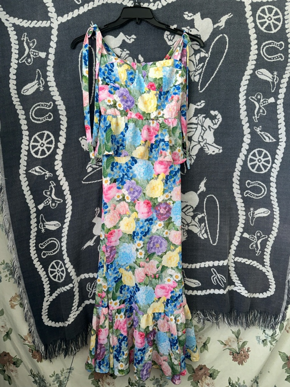 Show Me Your MuMu Pastel Floral Tie-Shoulder Maxi Dress